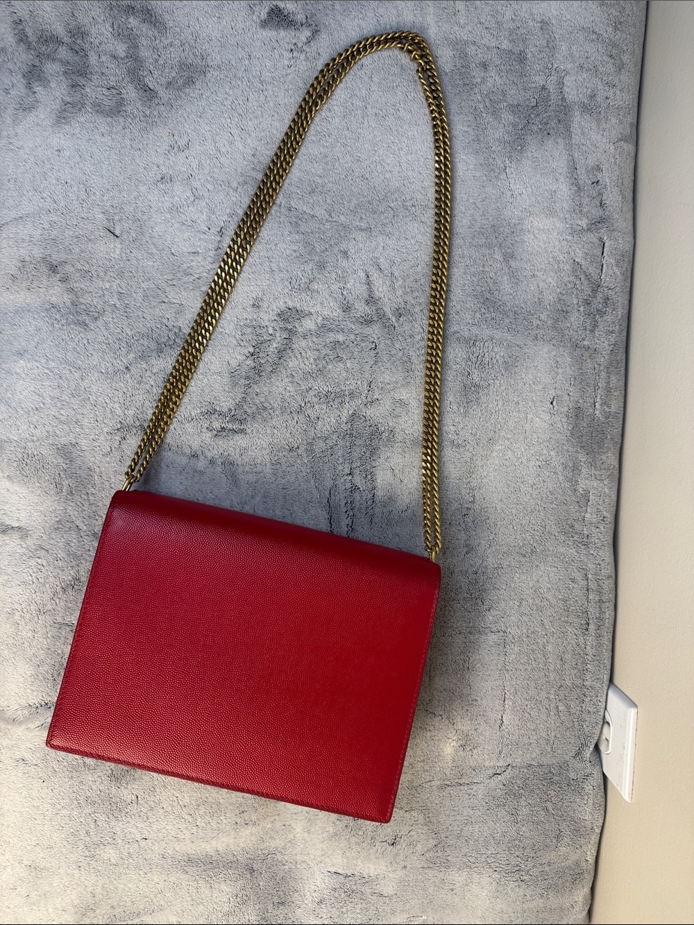 YSL Saint Laurent Cassandre Red Leather Chain Shoulder Bag - Picture 5 of 16